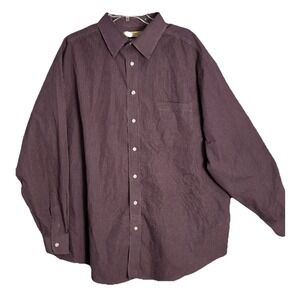 Roundtree & Yorke Gold Label Mens 2X Burgundy Check Non-Iron Button Down Shirt